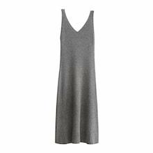 Romwe Rib Knit Trim Sweater Dress