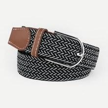 Romwe Men Braided Metal Buckle Belt
