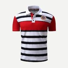 Romwe Men Embroidery Striped Polo Shirt