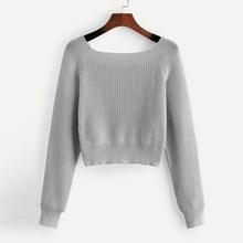 Romwe Plus Solid Off The Shoulder Jumper