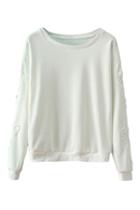 Romwe Lace Crochet White Sweatshirt