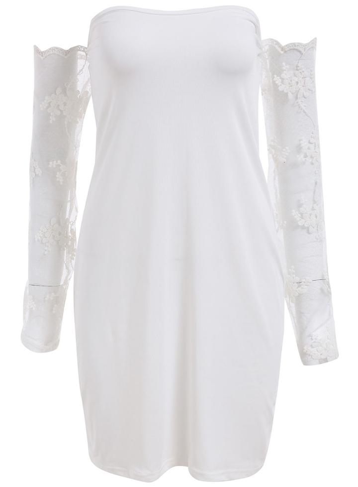 Romwe Off The Shoulder With Sheer Mesh Dress