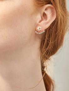 Romwe Flower Shape Detachable Swing Earrings