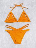 Romwe Cutout Detail Cross Triangle Bikini Set