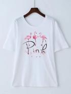 Romwe Flamingo Print T-shirt