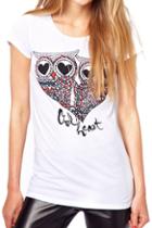 Romwe Romwe Owls Print White T-shirt