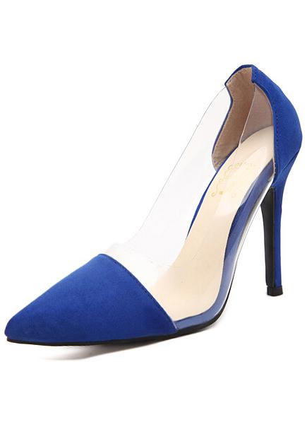 Romwe Blue Point Toe High Heeled Pumps
