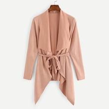 Romwe Plus Open Front Waterfall Collar Coat