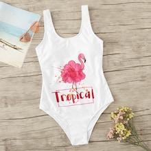 Romwe Flamingo And Letter Tank One Piece Swimsuit