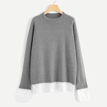 Romwe Contrast Trim Drop Shoulder Jumper