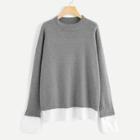 Romwe Contrast Trim Drop Shoulder Jumper