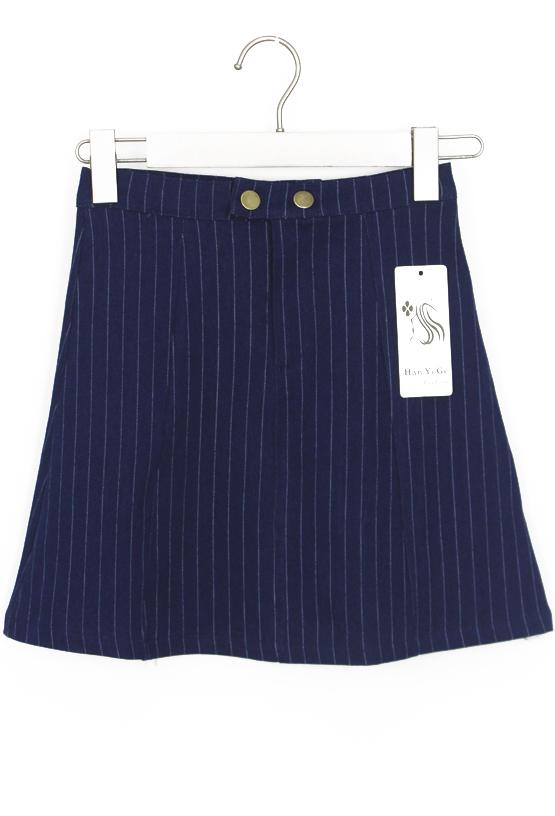 Romwe Vertical Striped A-line Denim Skirts