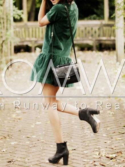 Romwe Green Drop Waist Flounce Dress
