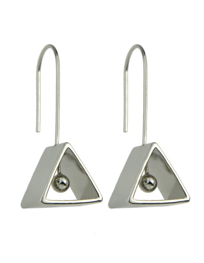 Romwe Silver Triangle Drop Earrings