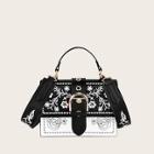 Romwe Buckle Decor Floral Embroidered Bag