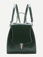 Romwe Dark Green Pu Backpack With Convertible Strap