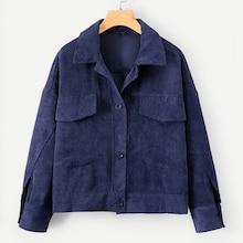 Romwe Corduroy Drop Shoulder Jacket