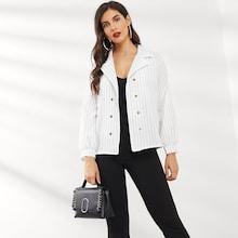 Romwe Striped Double Button Blazer
