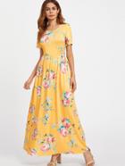 Romwe All Over Florals Full Length Dress