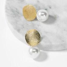 Romwe Faux Pearl & Disc Drop Earrings