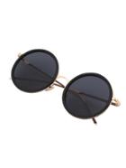 Romwe Black Round Frame Metallic Arms Sunglasses