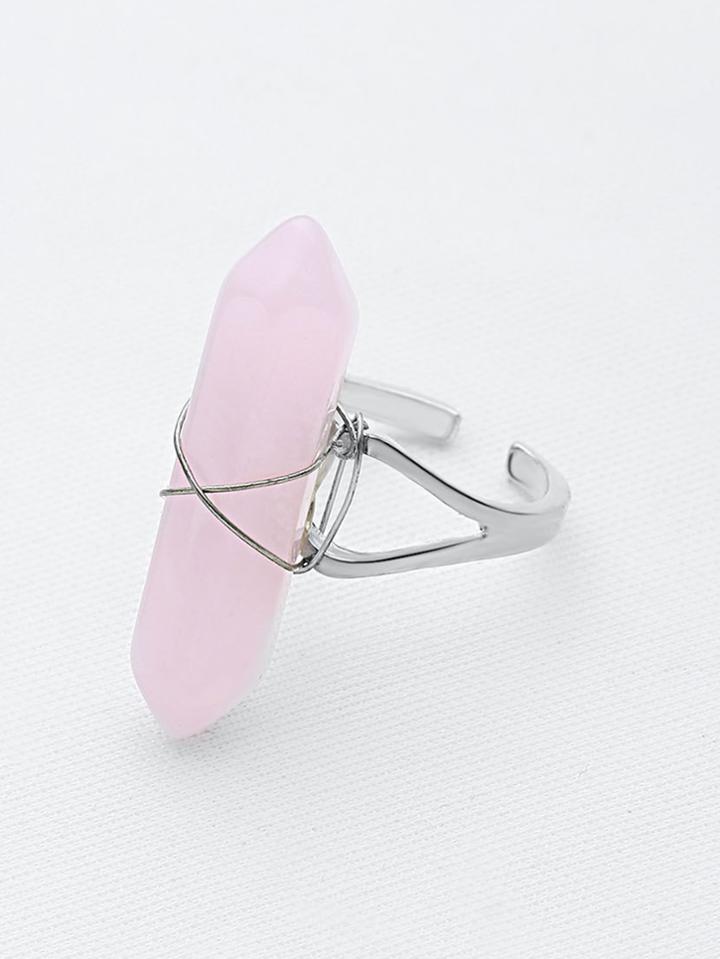 Romwe Hexagonal Crystal Cuff Ring