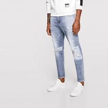 Romwe Guys Paint Drip Print Ripped Jeans
