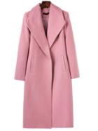 Romwe Pink Shawl Collar Longline Coat