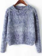 Romwe Casual Loose Blue Sweater