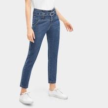 Romwe Stitch Detail Waist Tie Jeans