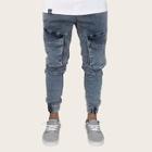 Romwe Guys Pocket Side Solid Jeans