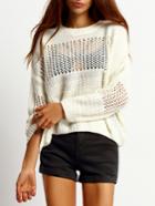 Romwe Open-knit White Sweater