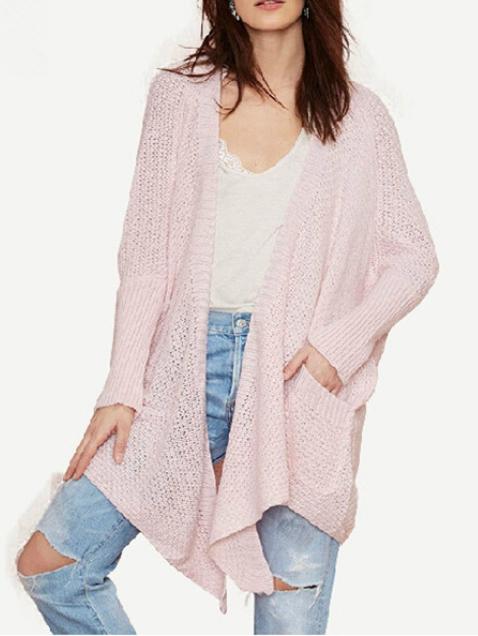 Romwe With Pockets Asymmetrical Cardigan