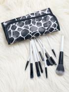 Romwe 10pcs White Make Up Brushes Set With Bag