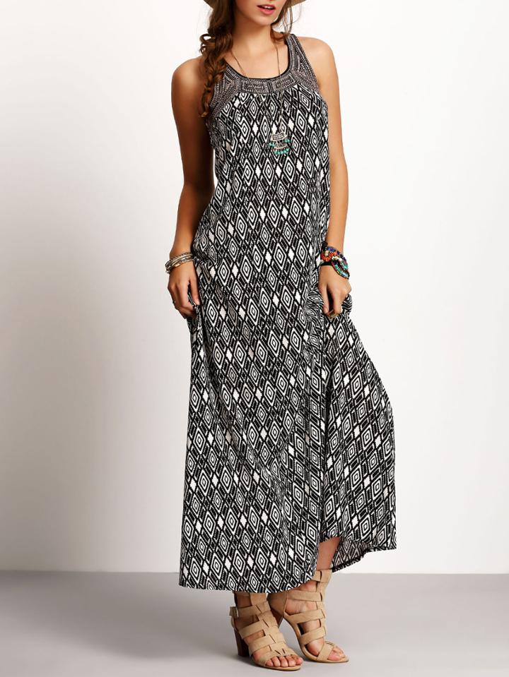 Romwe Geometric Print Maxi Dress
