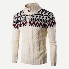 Romwe Men Cable Knit Quarter Button Jumper