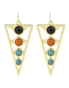 Romwe Gold Plated Long Beads Women Triangle Earrings