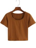 Romwe Scoop Neck Crop T-shirt