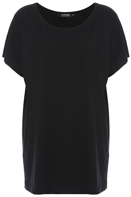 Romwe Basic Black Tee