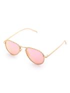 Romwe Rhinestone Embellished Frame Sunglasses