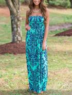 Romwe Tribal Print Sleeveless Maxi Dress