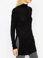 Romwe Mock Neck Slit Sweater