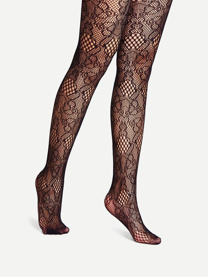 Romwe Floral Net Tights