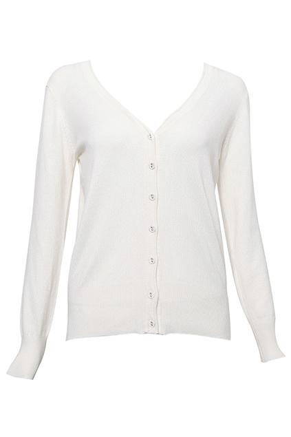 Romwe V Neck Sheer White Cardigan