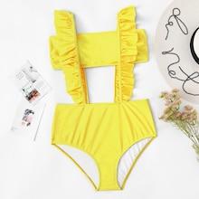 Romwe Ruffle Two Piece Swimwear