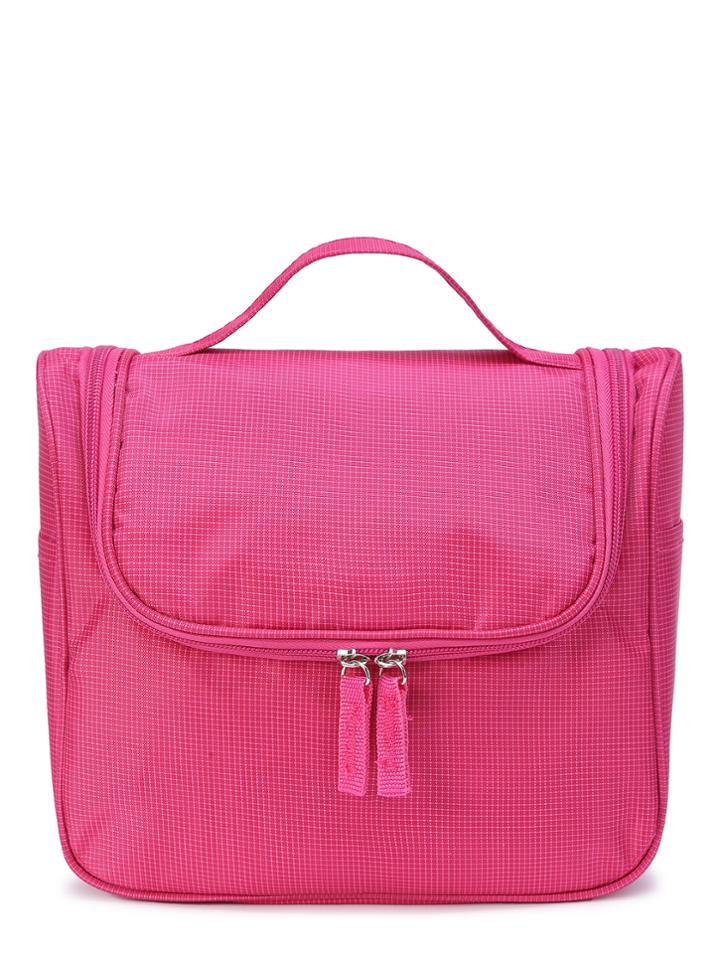 Romwe Double Zipper Nylon Make Up Bag