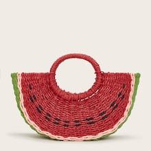 Romwe Watermelon Shaped Woven Tote Bag