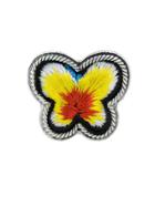 Romwe Yellow Handmade Embroidery Butterfly Finger Ethnic Rings