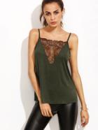 Romwe Lace Insert Strap Back Cami Top