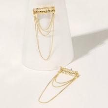 Romwe Textured Layered Chain Drop Earring 1pair